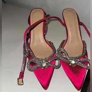 Elegant Pink Satin Women's Heels